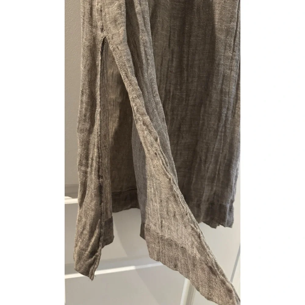 Eileen Fisher Organic Linen Gauze Tunic Tank Top Brown Gray Sleeveless Medium - Picture 3 of 8